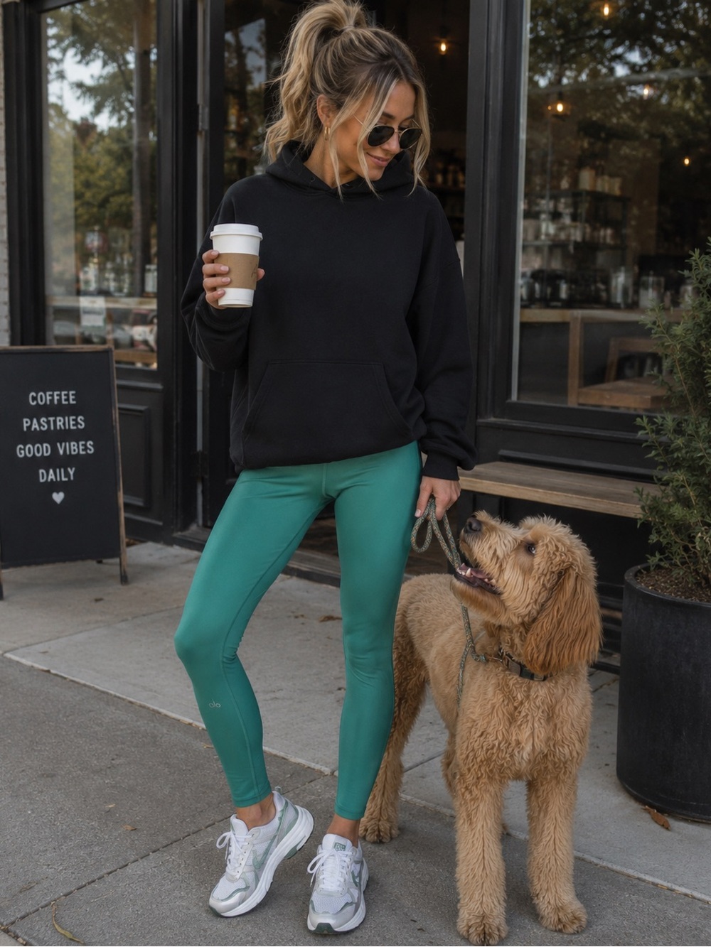Alo High-Waist Ocean Teal  Leggings Size Small Pockets Yoga Gym Pickleball Phone